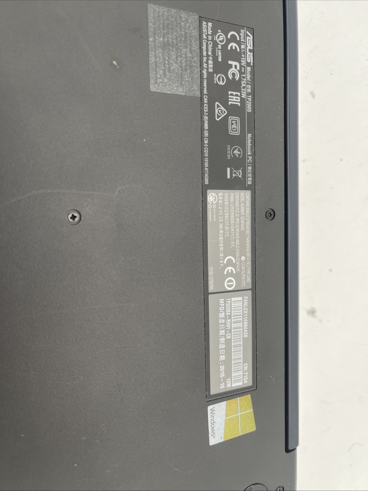 Asus TP200S 11.6″ Laptop (AS-IS) Untested, No Charger / For Parts or Repair