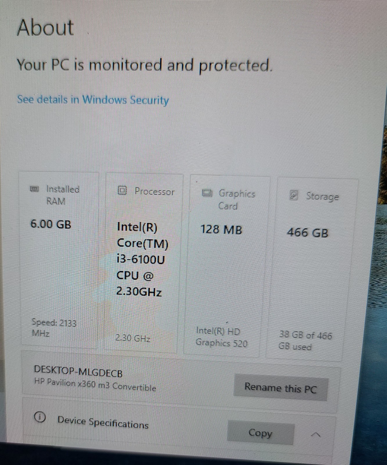 HP Pavilion m3-u001dx Intel i3-6100U 2.3GHz 6 GB 500GB HD