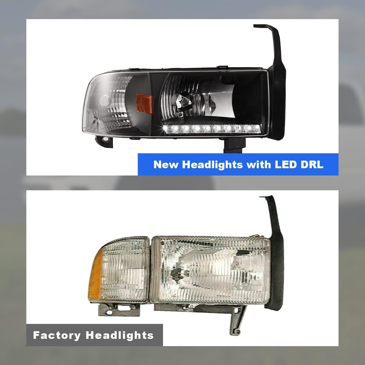 Headlights Assembly for 1994-2001 Dodge Ram 1500 2500 3500, 1995-2002 Dodge Ram