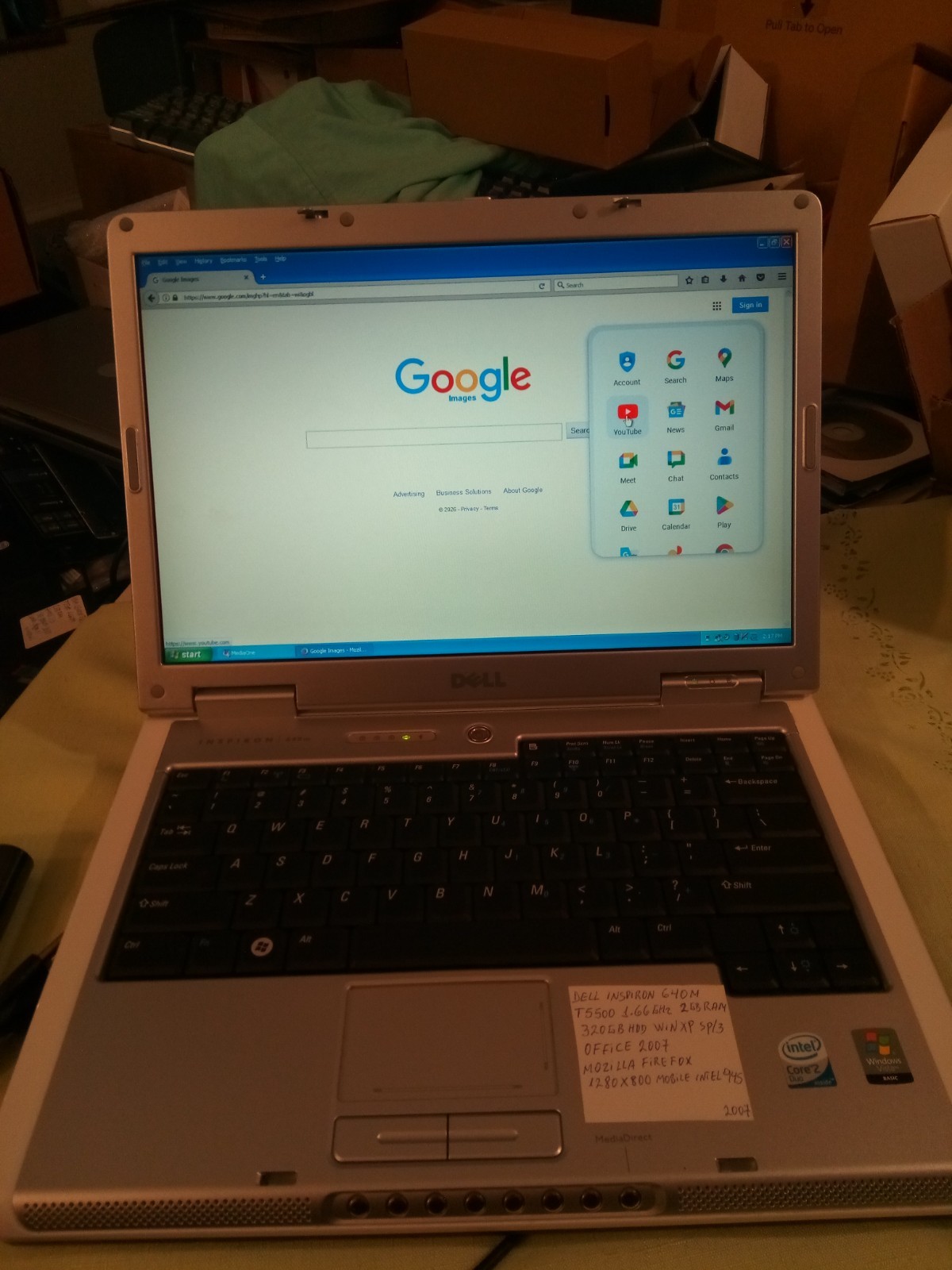DELL INSPIRON 640M T5500 1.66GHZ 2GBRAM 320GBHDD WINXP SP/3 OFFICE 2007 CLEAN