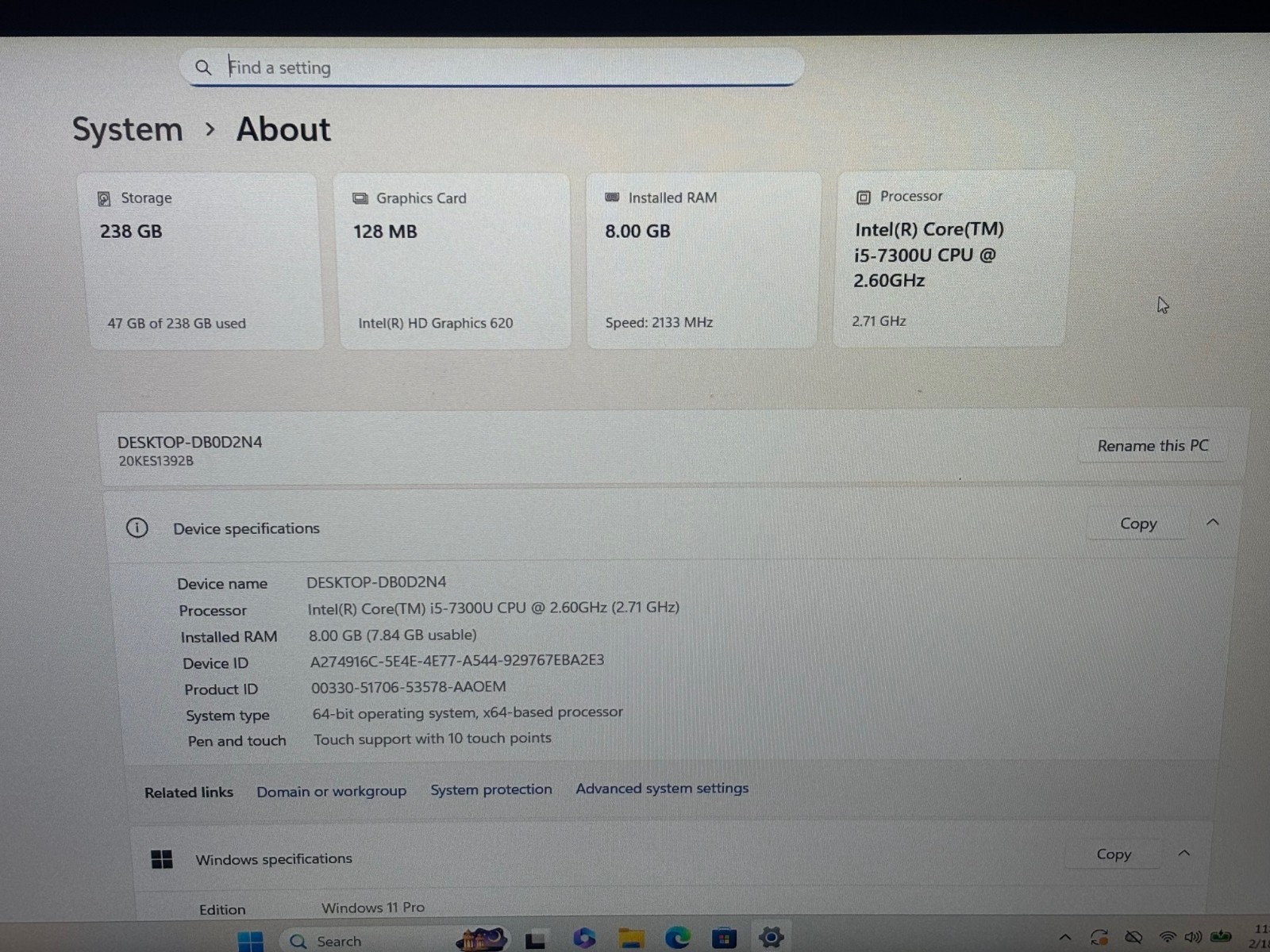 Lenovo ThinkPad X280 Intel i5-7300U 8GB DDR4 256GB Windows 11 Pro