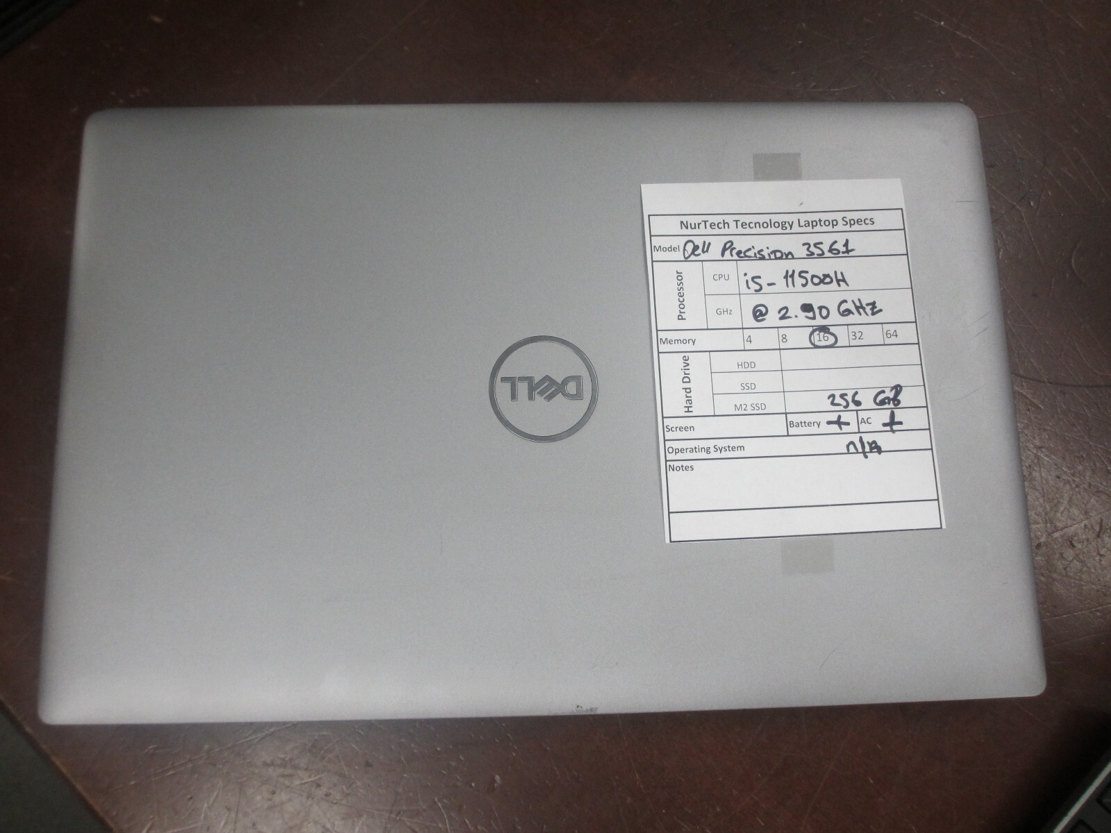 Dell Precision 3561 15.6″ 2.90GHz i5-11500H 16GB 256GB M2SSD Laptop + AC [NO OS]