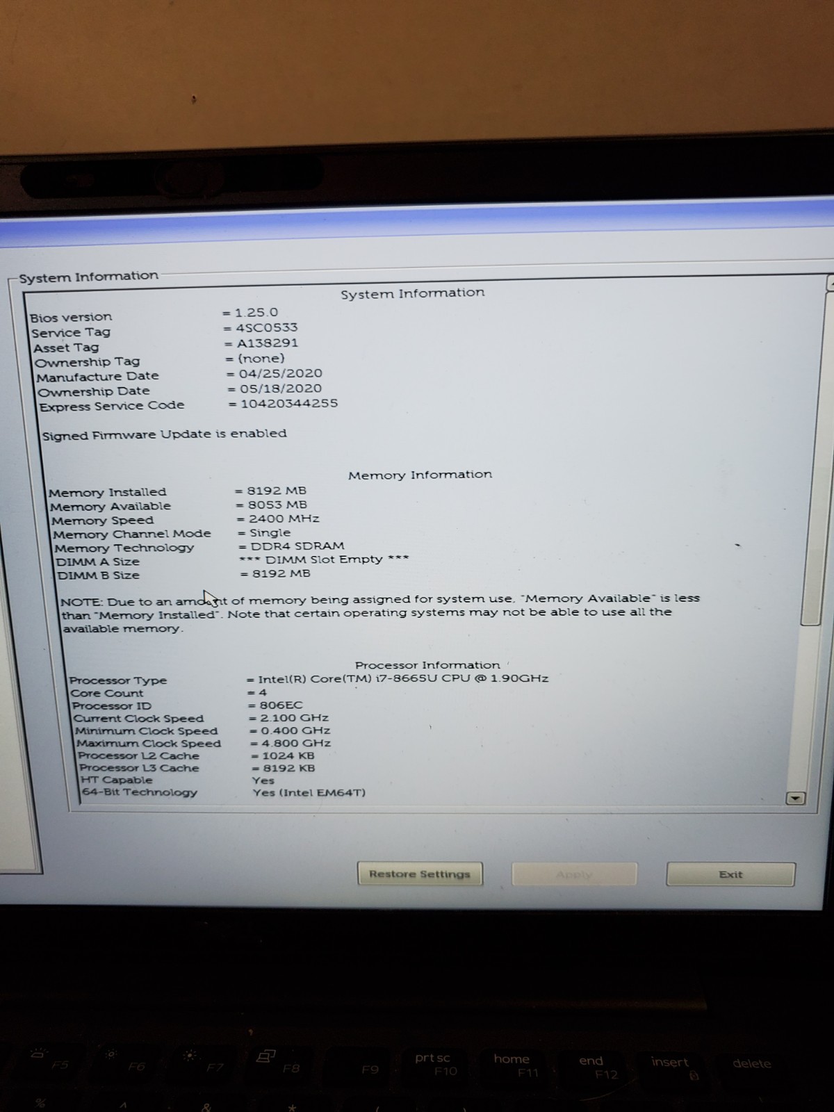 Dell Latitude 7400 14″ Laptop Core i7-8665U 8GB RAM 128GB SSD Win11 #69