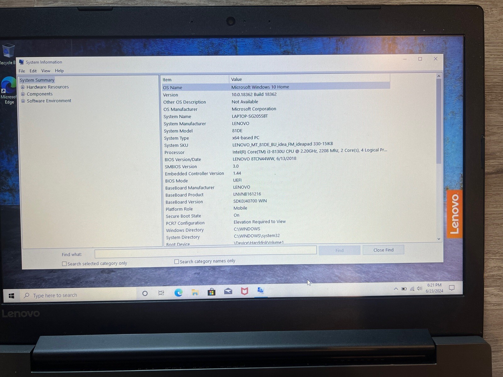 Lenovo 81DE00L8US Ideapad 330 15.6″ HD i3-8130U 2.20GHz 4GB RAM 1TB HDD Laptop