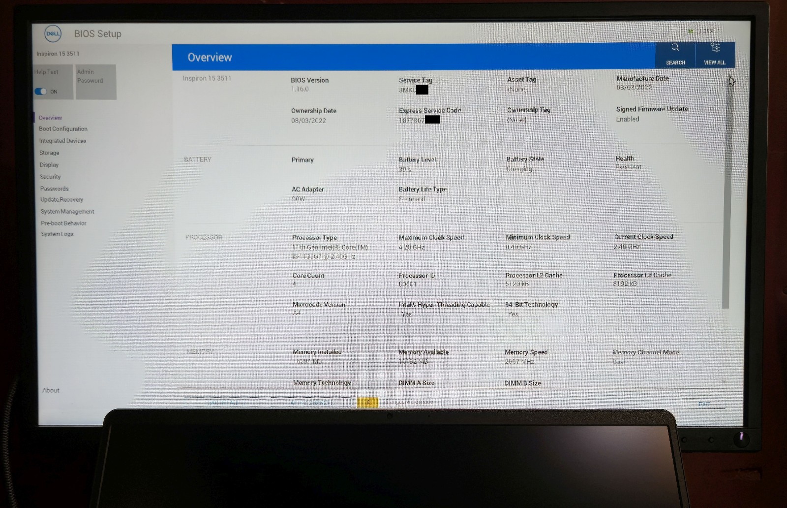 Inspiron 15 3511: i5‑1135G7, 16GB RAM, 256GB SSD, 1TB HDD, LCD Failure