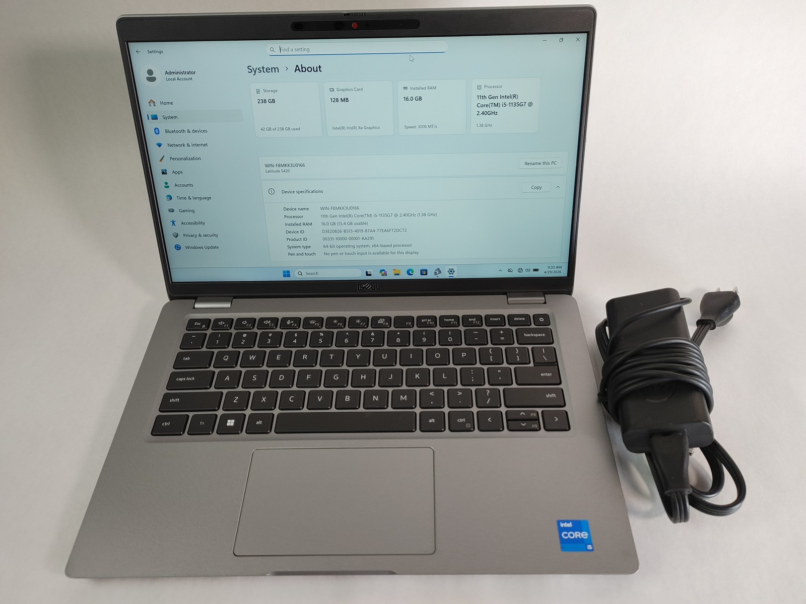 Dell Latitude 5420 Core i5-1135G7 2.40 GHz 16 GB DDR4 256 GB NVMe Windows 11 Pro