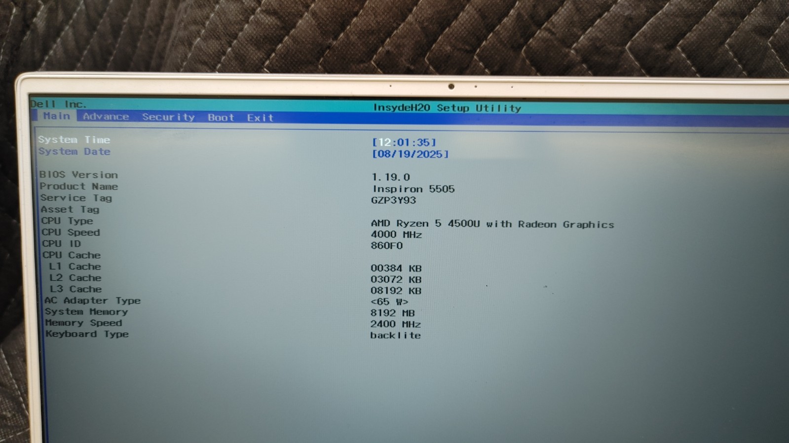 Dell Inspiron 5505 15.6″| Ryzen 5 4500U | 8GB RAM | NO OS/CHRGR/HDD | READ DESC