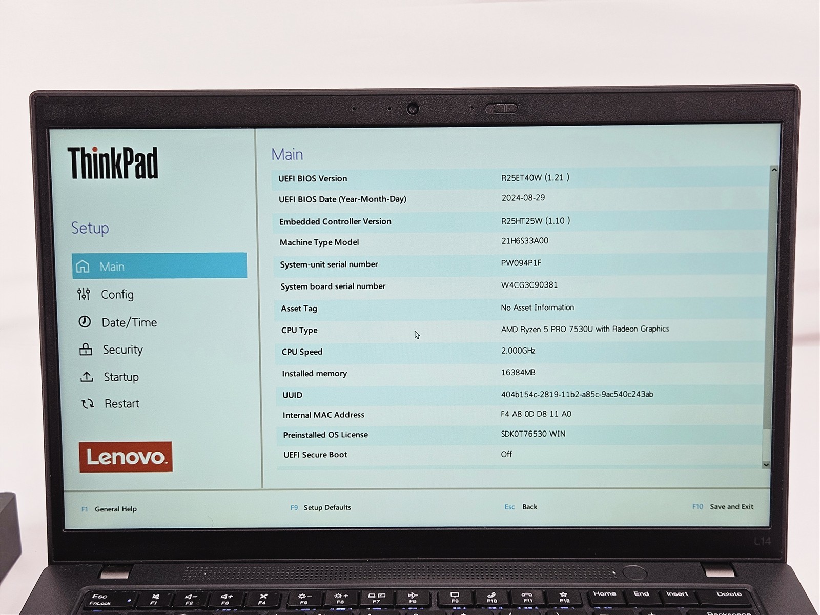 Lenovo ThinkPad L14 Gen 4 AMD Ryzen 5 Pro 7530U 16GB NO Storage SSD 14″ No OS