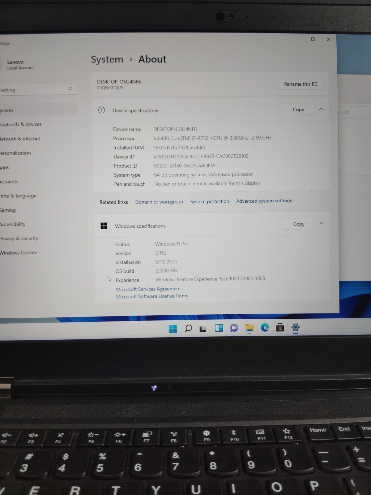 Lenovo ThinkPad P53 15.6″ i7-9750H 2.6GHz 16GB RAM 512GB Win 11 Pro T1000