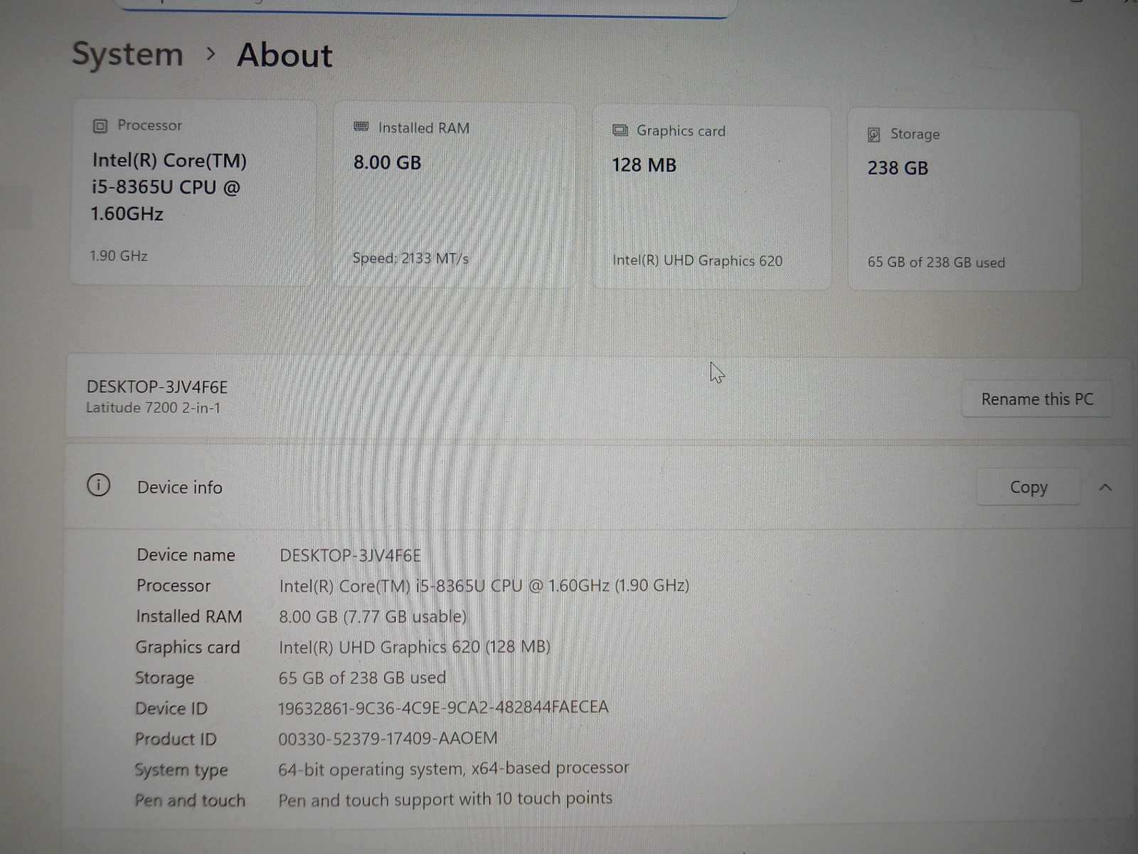 Dell Latitude 7200 2 In 1 i5 8365U 8GB 256GB Windows 11 Tablet Laptop w/ Dock