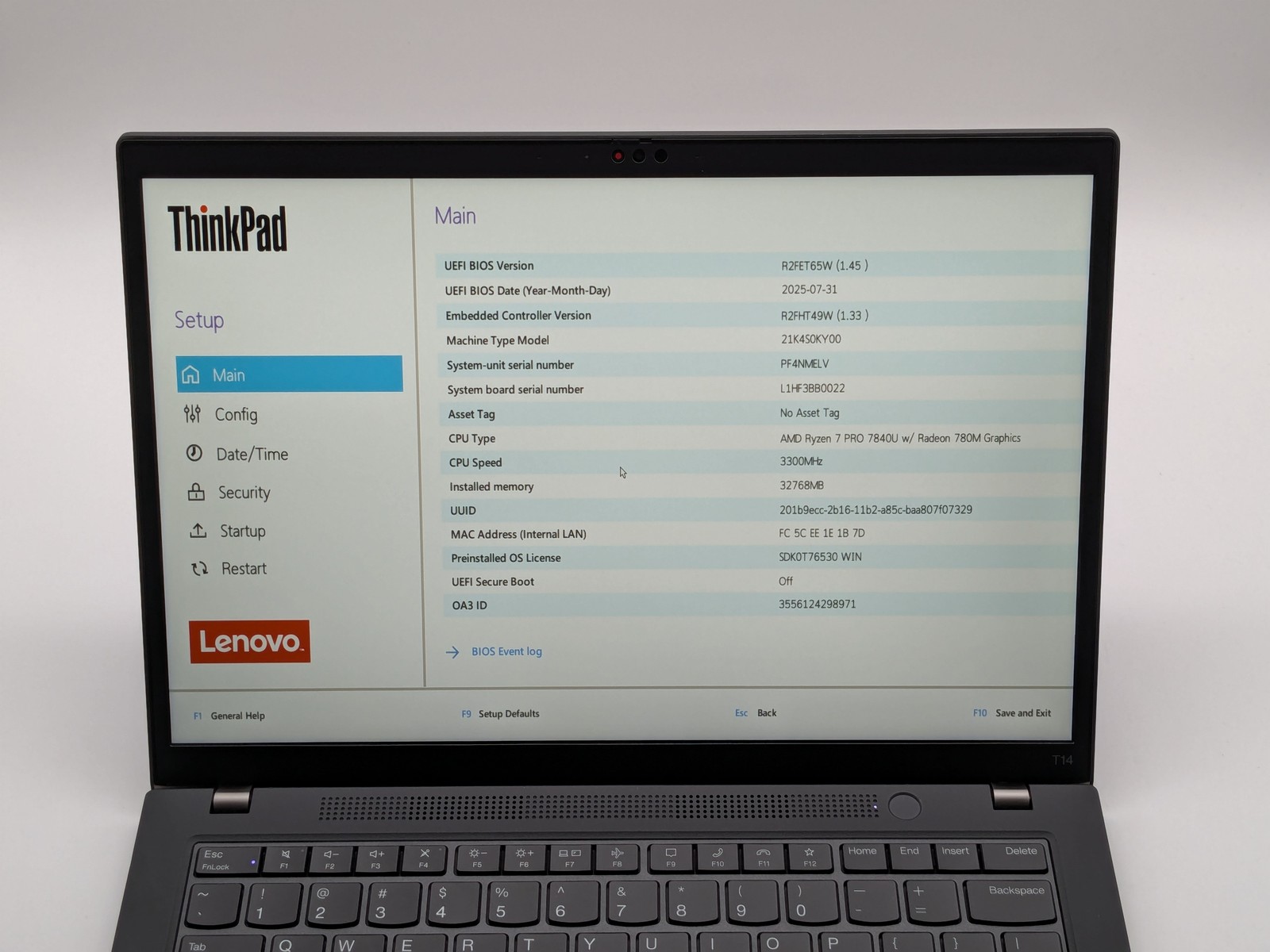 Lenovo ThinkPad T14 Gen 4 14″ FHD+ Touch RYZEN 7 PRO 7840U 512GB 32GB W11P