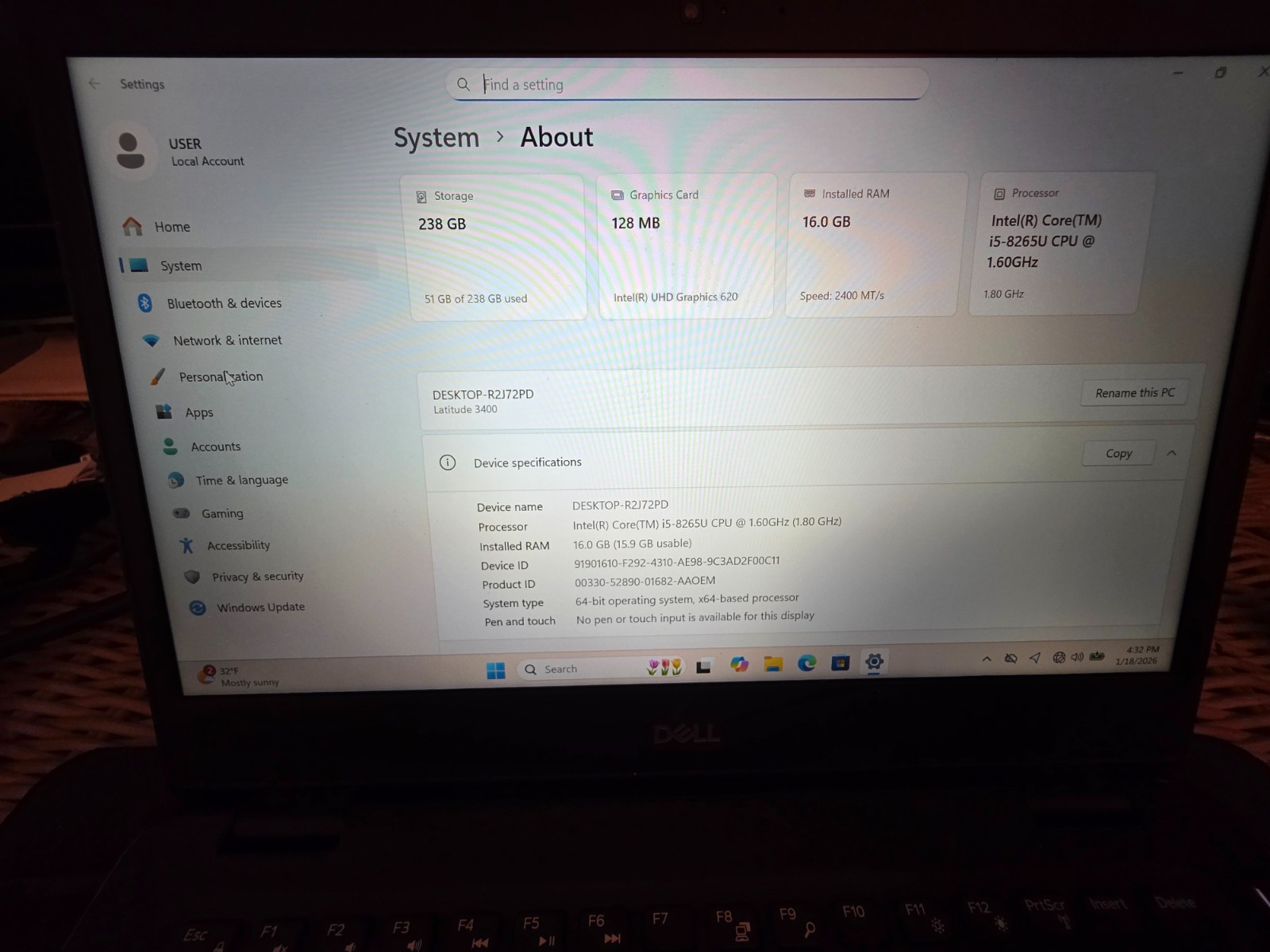 Dell Latitude 3400 14” HD Laptop Core i5 16GB RAM 256GB SSD Windows 11 PC WiFi