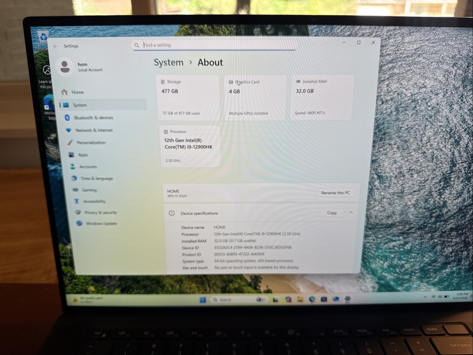 Dell XPS 15 9520 15.6in FHD+ i9-12900HK – 32GB RAM 51GB SSD Nvidia RTX 3050 Ti