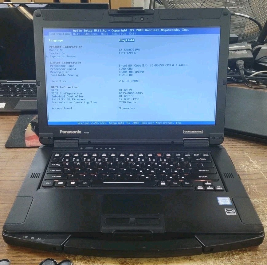 Panasonic Toughbook FZ-55 14″ W/ i5-8365U 16GB, 256GB. NON Touch!
