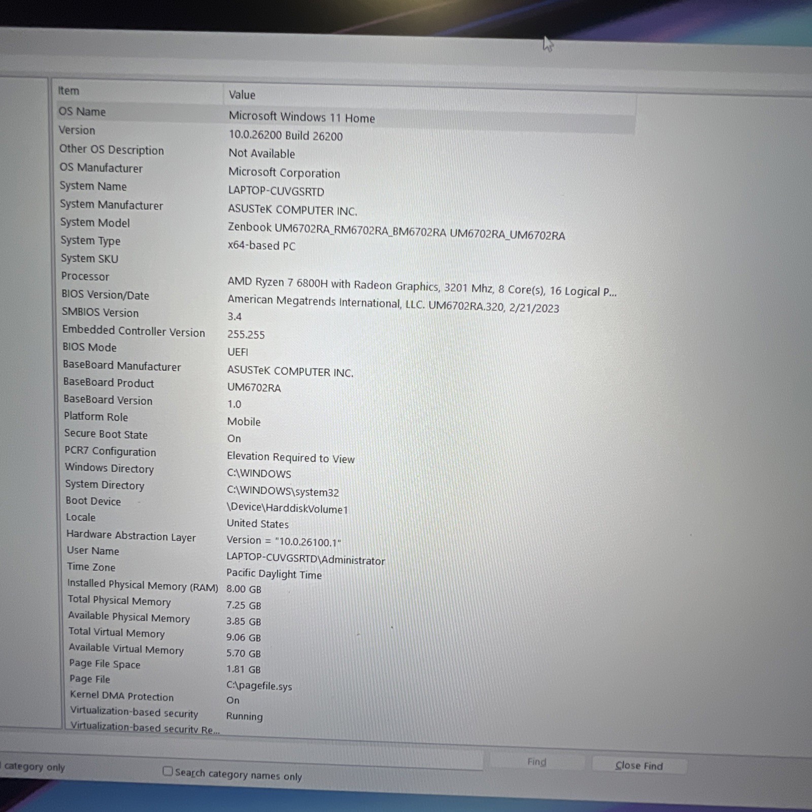 Asus Zenbook UM6702RA. AMD Ryzen 7 6800h. Radeon Graphics. 8gb Ram. 512gb SSD