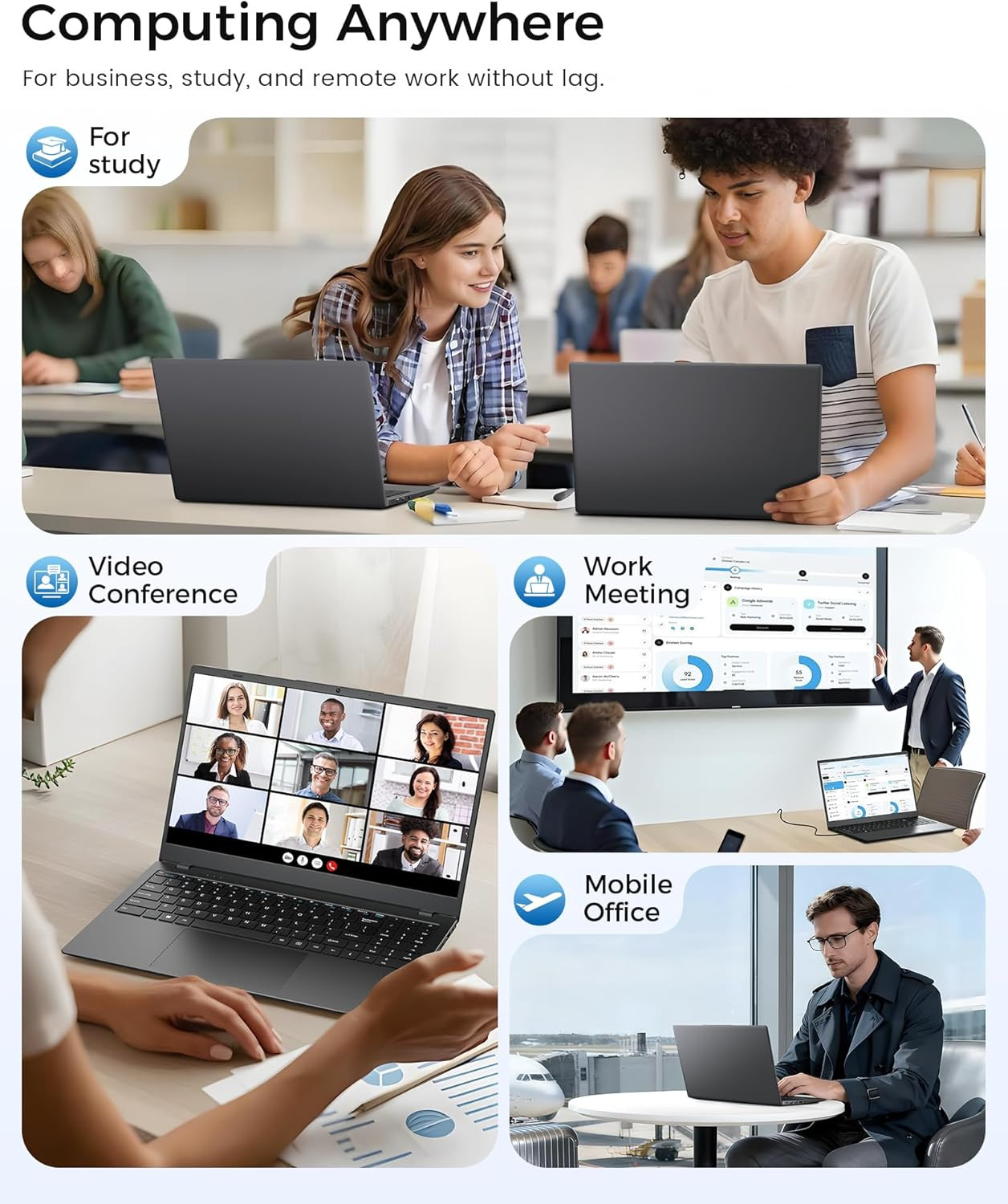 14 Inch Laptop Computer – 8GB RAM 128GB SSD Laptops with Pentium Gold 6500Y (Up
