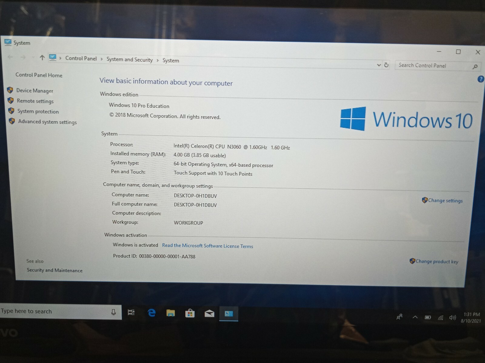 Lenovo N23 TOUCH 11.6″ 2-IN-1 Intel Celeron N3060 1.6GHz 4GB 64GB SSD Win10