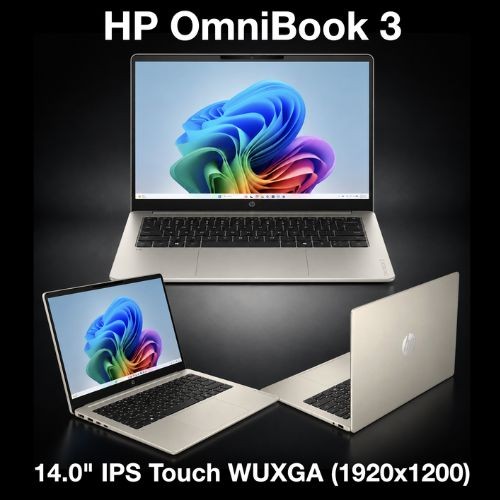 HP OmniBook 3 AI PC 14.0″ Touch WUXGA Snapdragon X X1-26-100 16GB RAM 512GB W11H