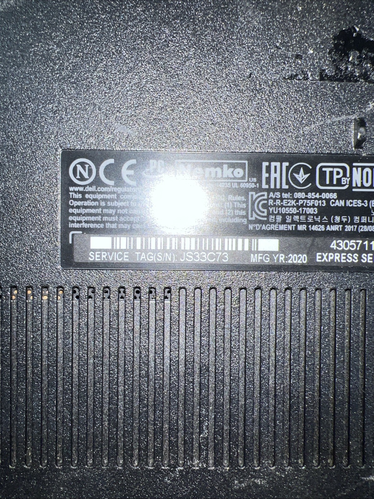 DELL INSPIRION 3593 INTEL CORE I3-1005G1 8GB RAM **NO HD/ NO CADDIE/ NO OS
