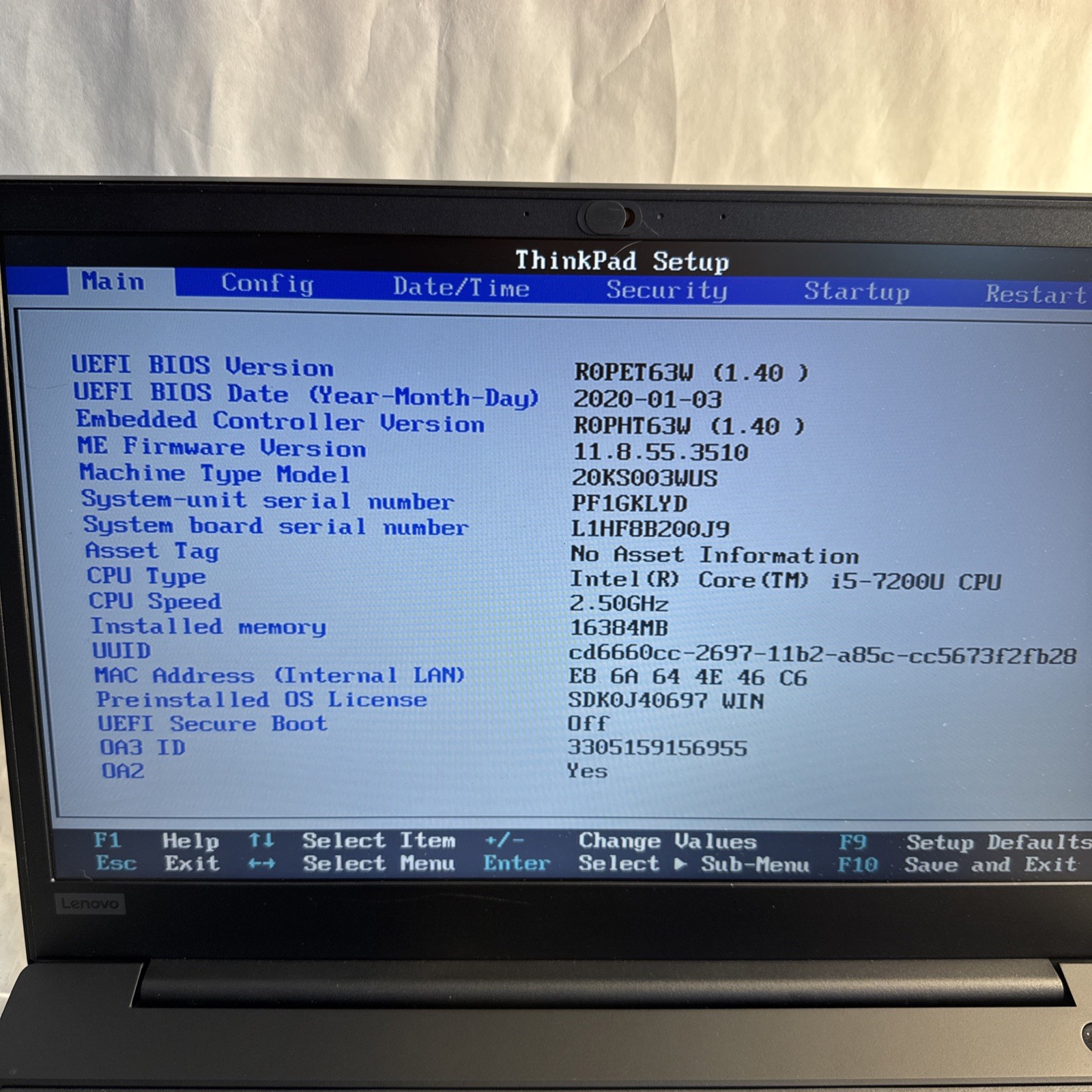 Lenovo Thinkpad E580 Intel Core i5-7200U@2.7GHz 16GB Ram NO SSD/OS READ!!!