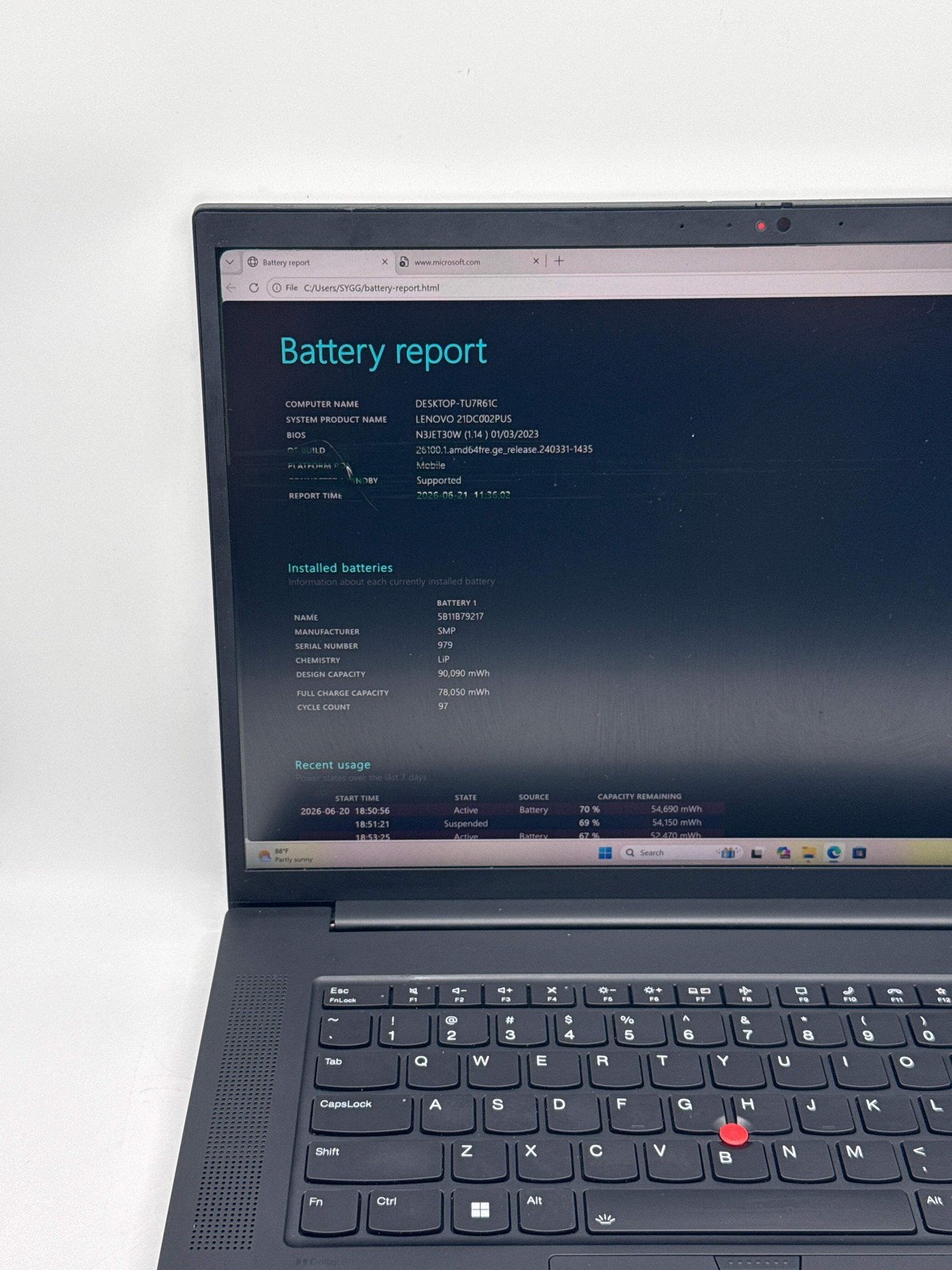 Lenovo ThinkPad P1 Gen 5 16″ Core i7-12700H 32GB RAM 1TB SSD – For Parts