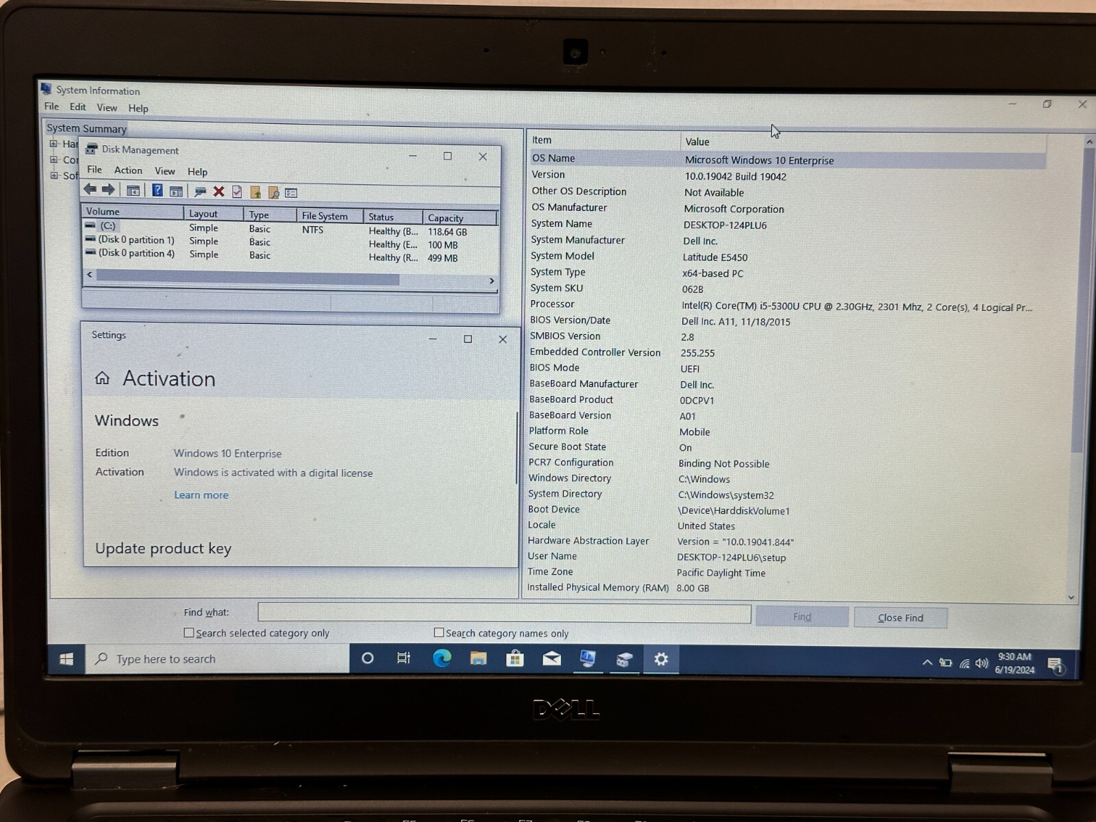 Dell Latitude E5450 i5 5300 8GB RAM 128GB SSD NO AC #04