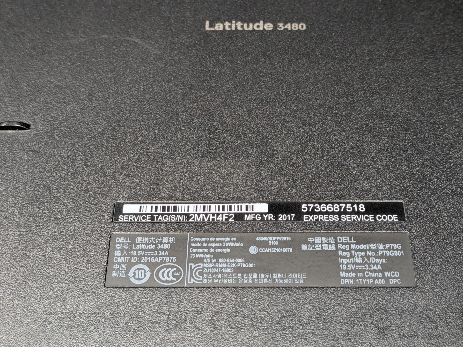 Dell Latitude 3480 i3 7100U 4GB 240GB SSD Win11 Powers On For Parts Repair**