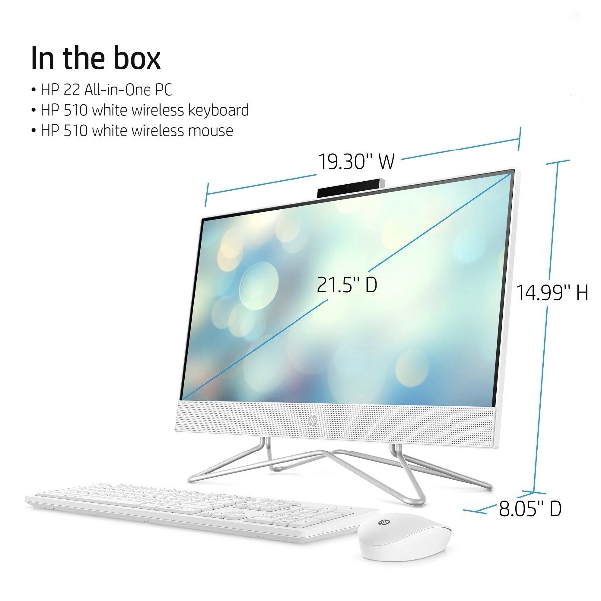 HP 22-dd0123w All In One PC J5040 4GB 128GB SSD Win11 Webcam KB Mouse WiFi