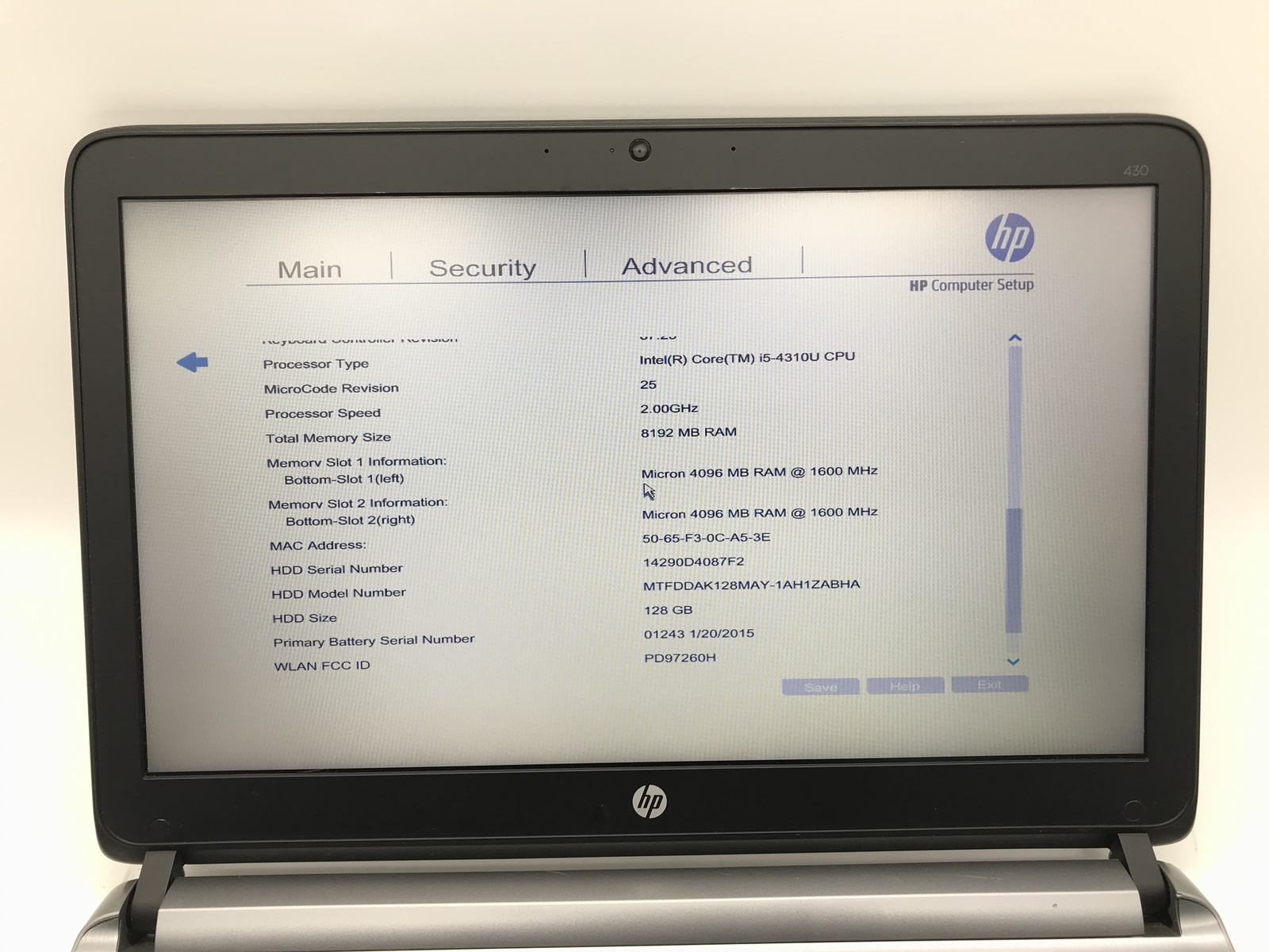 HP Probook 430 G2 13.3-in Intel i5-4310U 2.00GHz 8GB RAM 128GB SSD