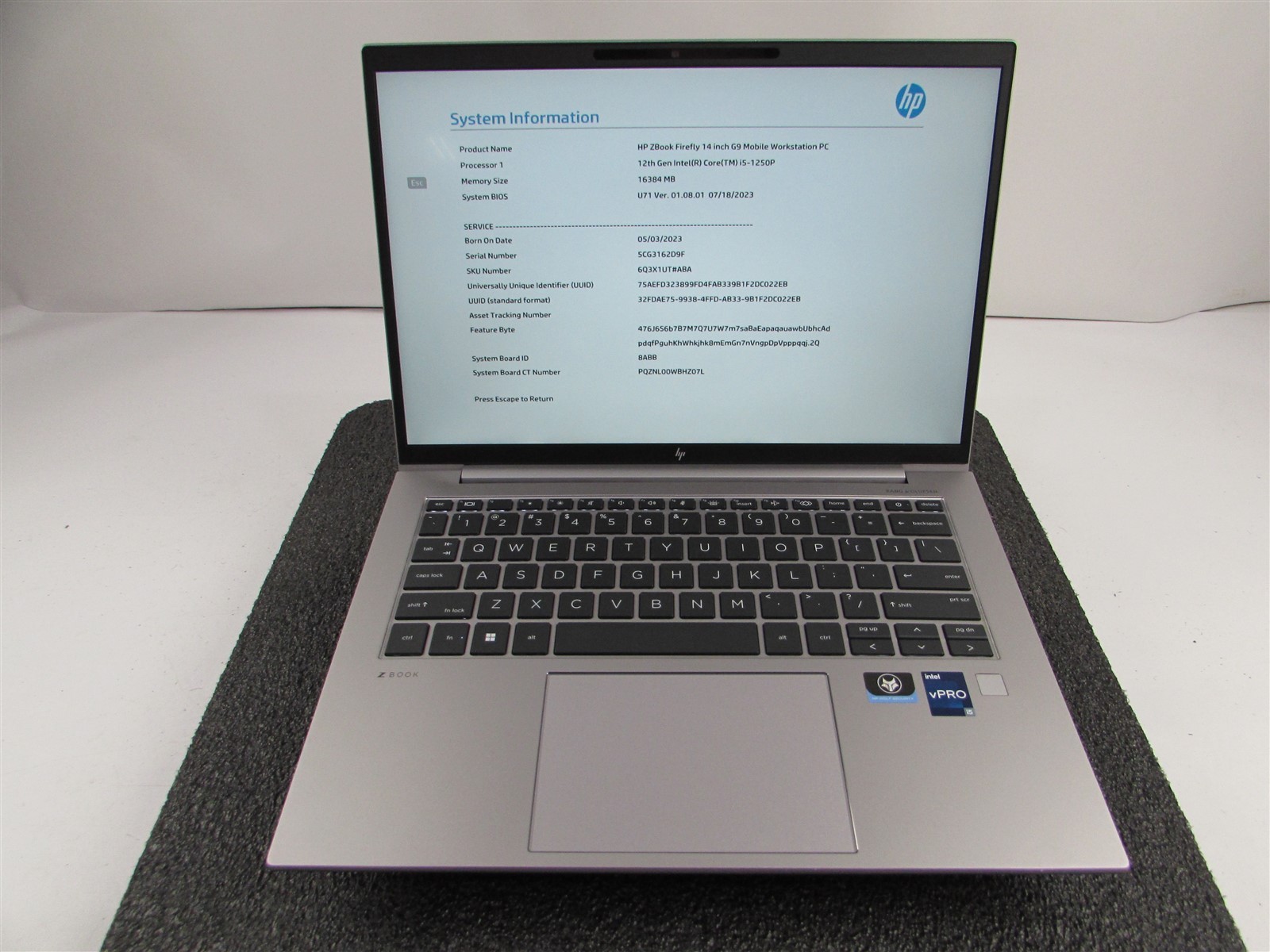 HP ZBOOK FIREFLY 14 (G9) 1920X1080 FHD CORE I5-1250P 256GB SSD 16GB RAM NO O.S