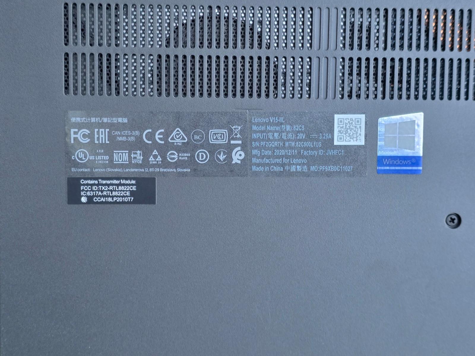 15″ Lenovo V15-IIL 82C5 – i5-1035G1, 8GB, 256GB NVMe M.2 SSD | 1080p Display!!