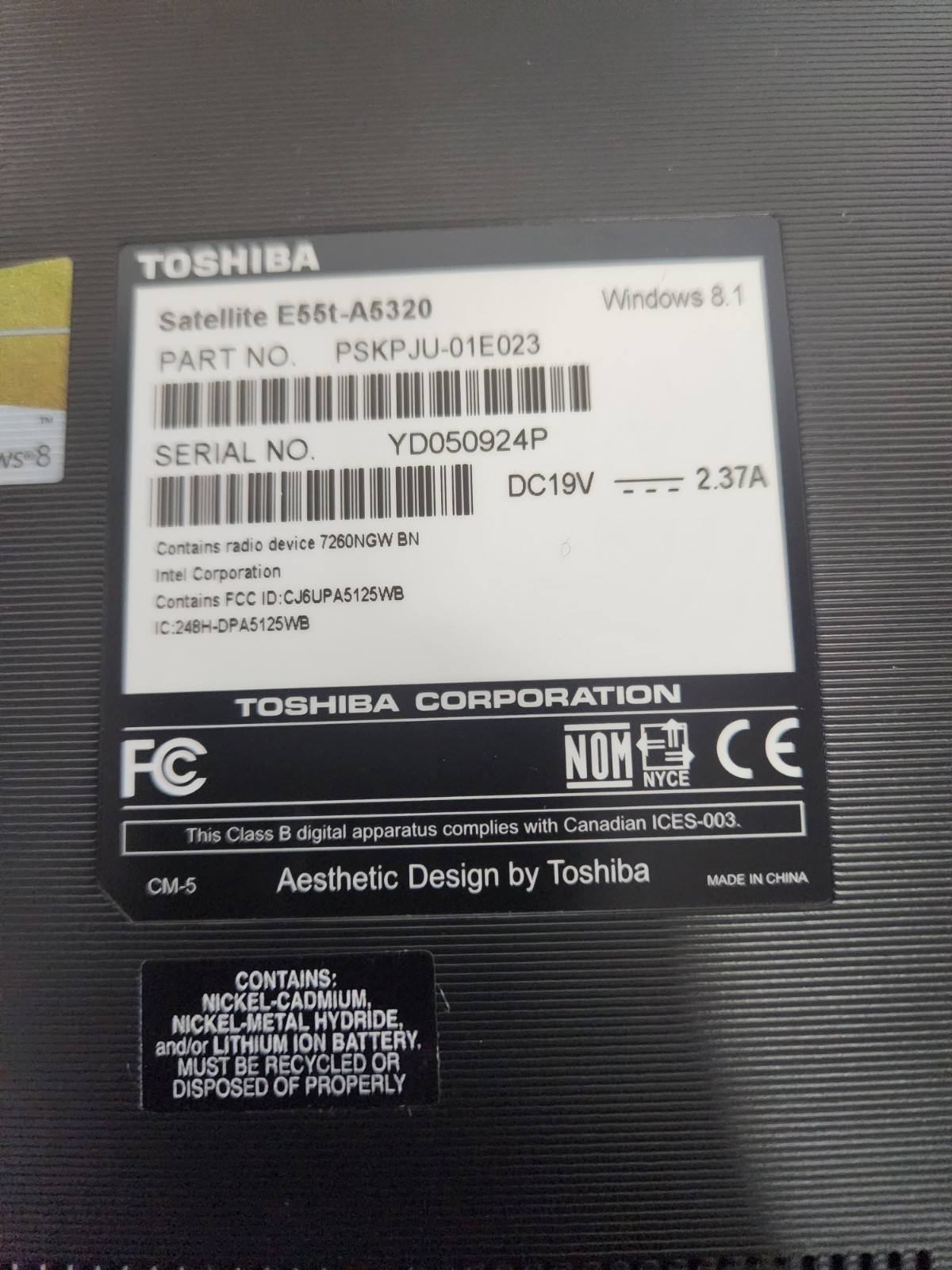Toshiba Satellite E55t-A5320 TouchScreen Windows 10 W/OEM Charger! READ DESC~