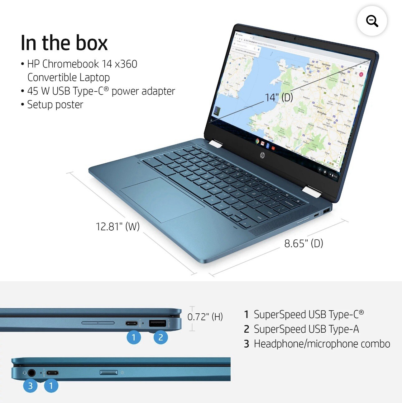 HP Chromebook x360 14 64GB eMMC Intel Celeron N4020 1.1GHz 4GB RAM TOU G1N