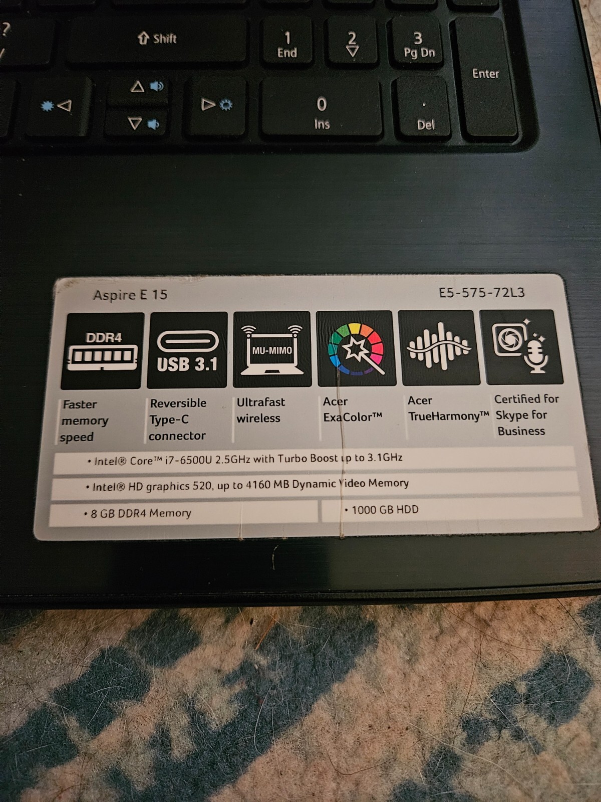 Acer Aspire E 15 Laptop Intel Core i7-6500U, 250GB SSD, 16 GB DDR4 Ram (3200MHz)