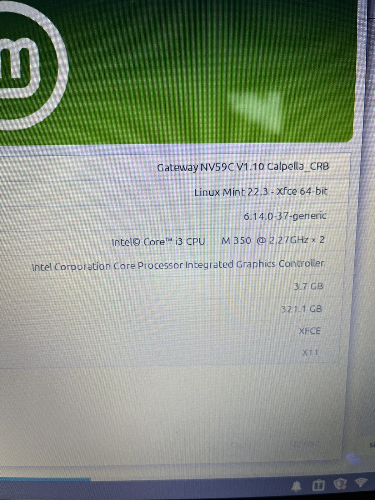 GATEWAY NEW90 LAPTOP – INTEL CORE I3 – 4GB RAM – BAD BATTERY READ DESCRIPTION