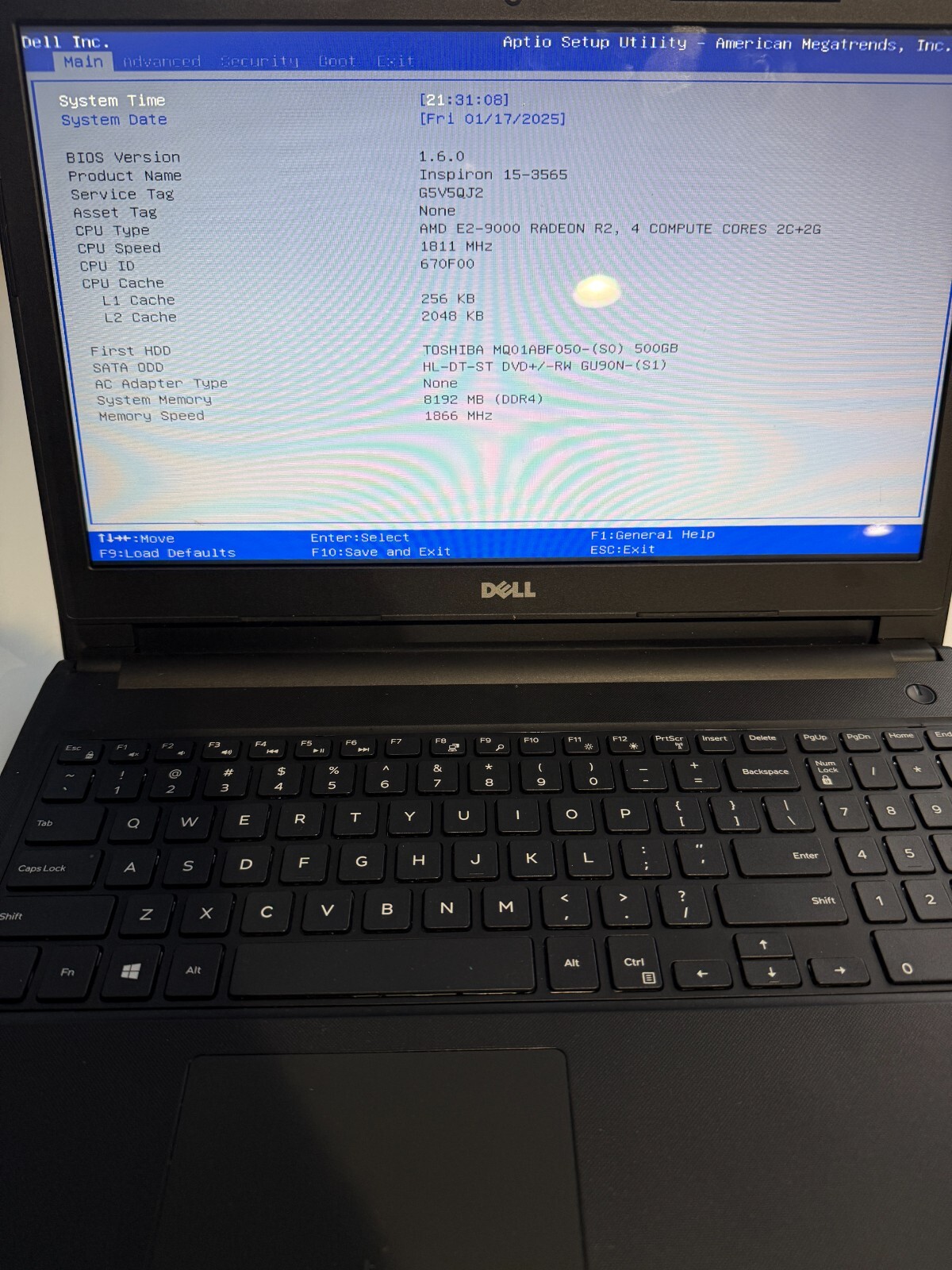 Dell Inspiron 15-3565 AMD E2-9000 R2 4 CC 1.811 GHz 8GB Ram 500gb HDD