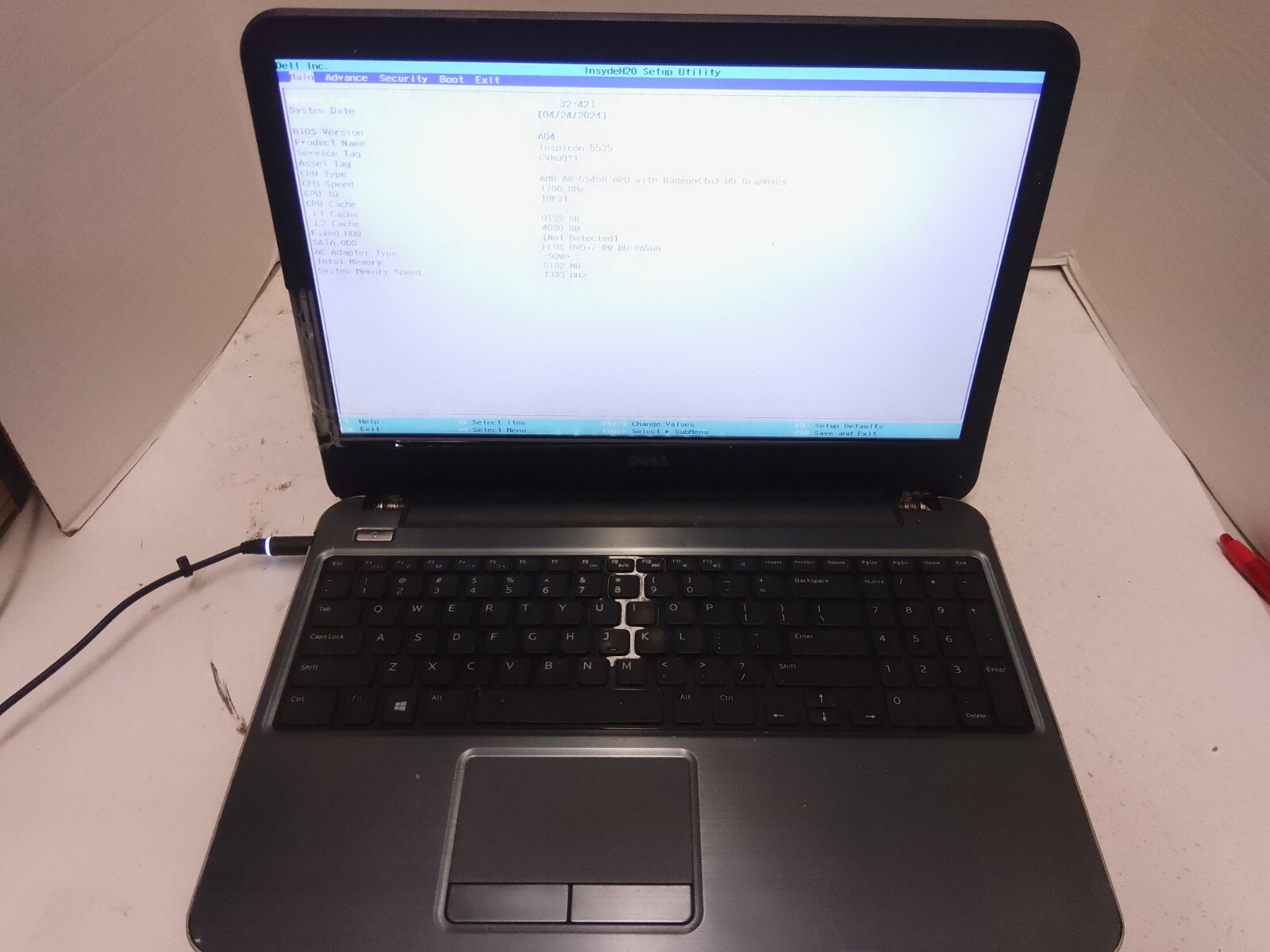 Dell Inspiron 5535 15.6″ Laptop AMD A8-5545M @ 1.70GHz 4GB Ram no HDD