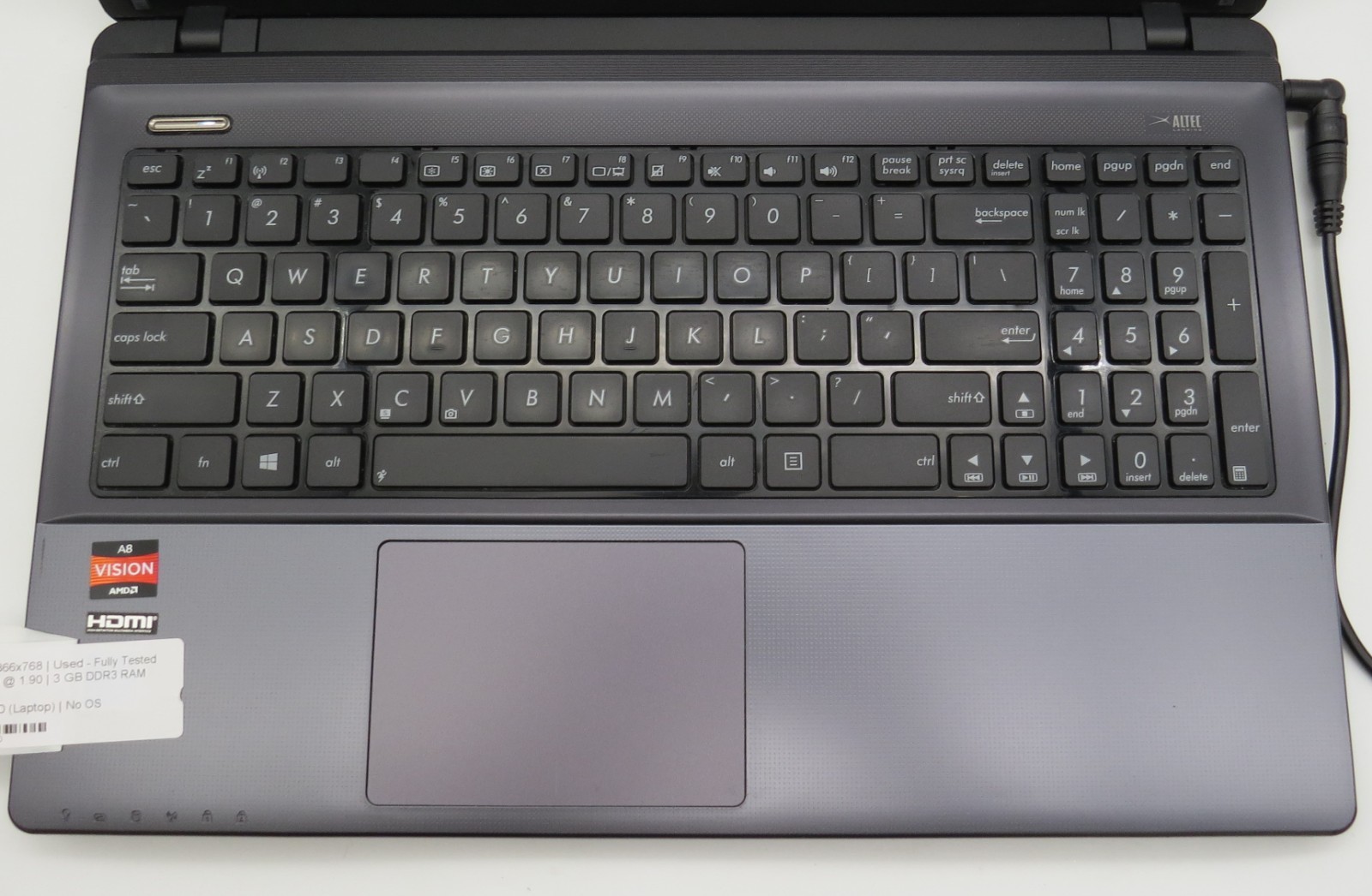 ASUS K55N-15.6″-AMD A8-APU-4500M@1.9GHz-3GB RAM-240GB 2.5 SSD-NO OS
