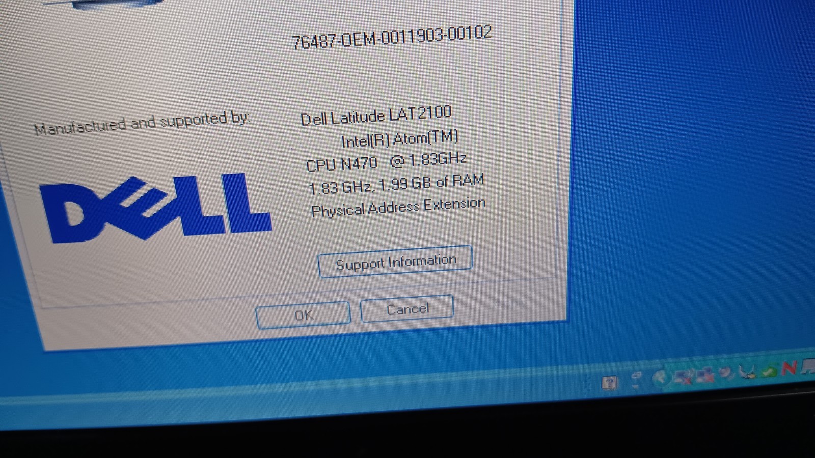 Dell Latitude 2110 Laptop Intel Atom N470 @ 1.83GHz 2GB 10.1″ LCD Windows XP pro