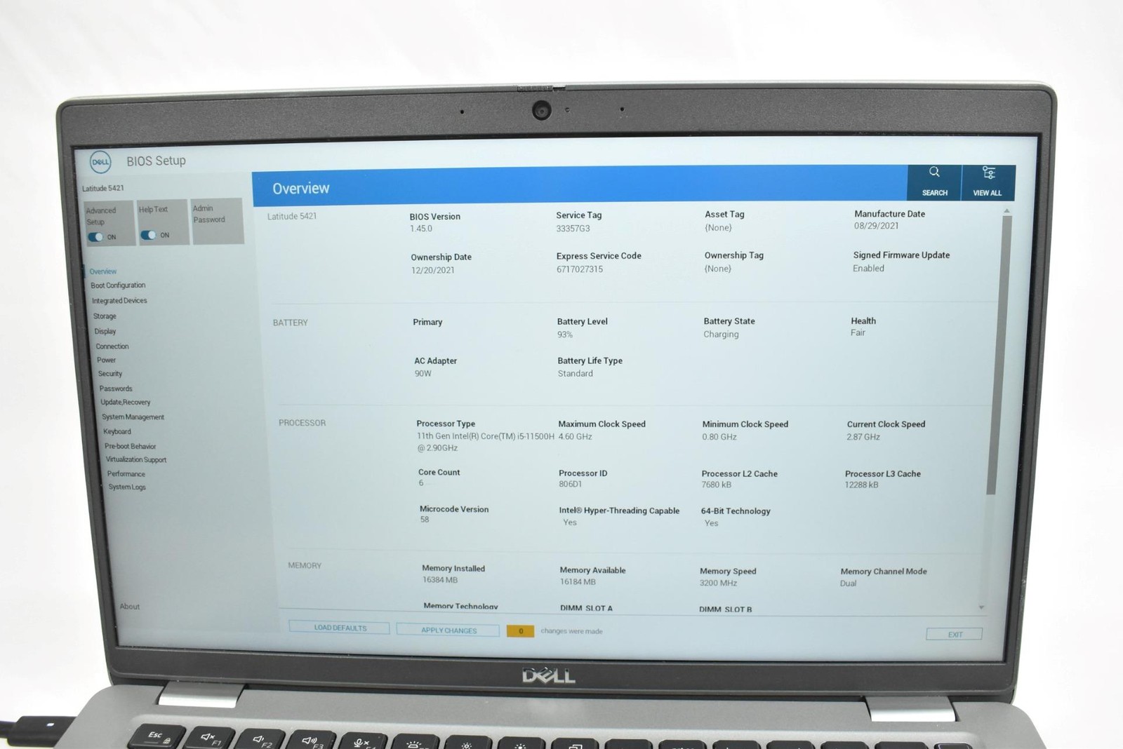 Dell Latitude 5421 Laptop i5-11500H 2.90GHz 16GB 256GB SSD 14″ No OS *See Issues