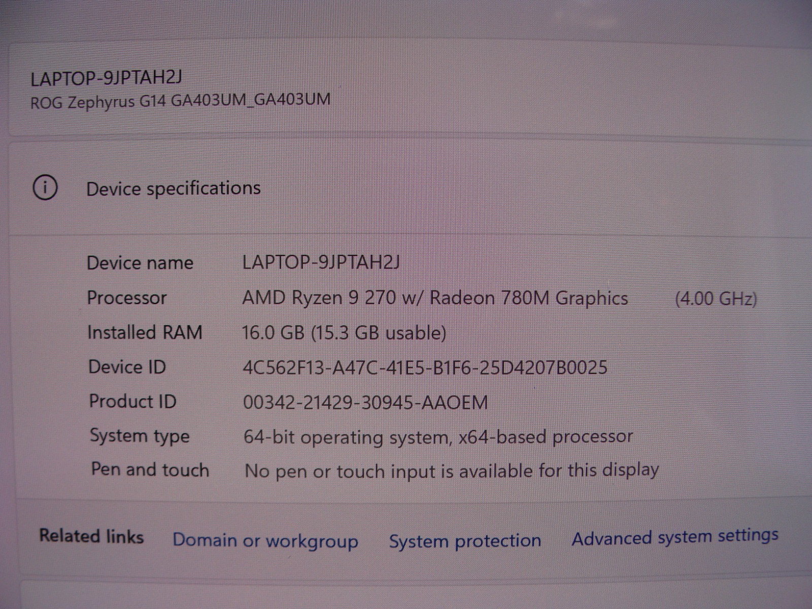 Asus ROG Zephyrus G14 GA403UM 14″3K 120hz AMD Ryzen 9 4GHz 16GB 1TB RTX 5060 8gb