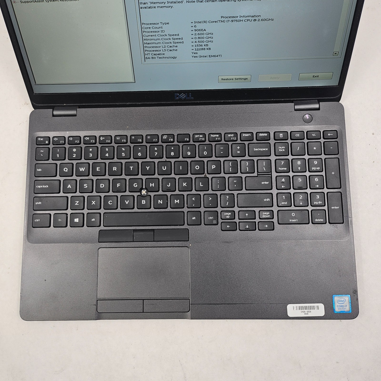 Dell Precision 3541 15.6″ Intel i7-9750H 16GB DDR4 512GB SSD Quadro P620 *Read