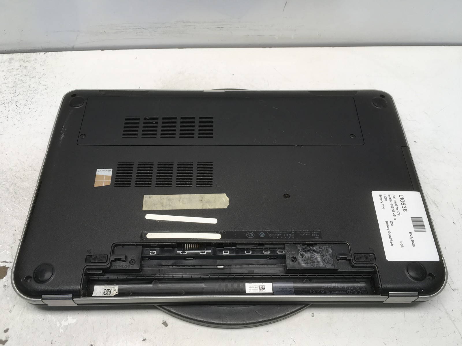 Dell Inspiron 5721 Intel i7-3537U 2GHz 8 GB NO HDD No Batt
