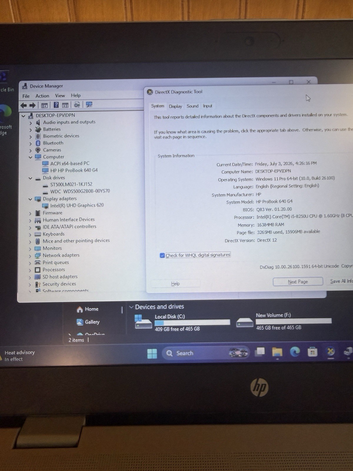 HP ProBook 640 G4 14″ | i5-8250U | 16GB RAM| 1TB Dual Storage SSD+HDD|Win 11Pro
