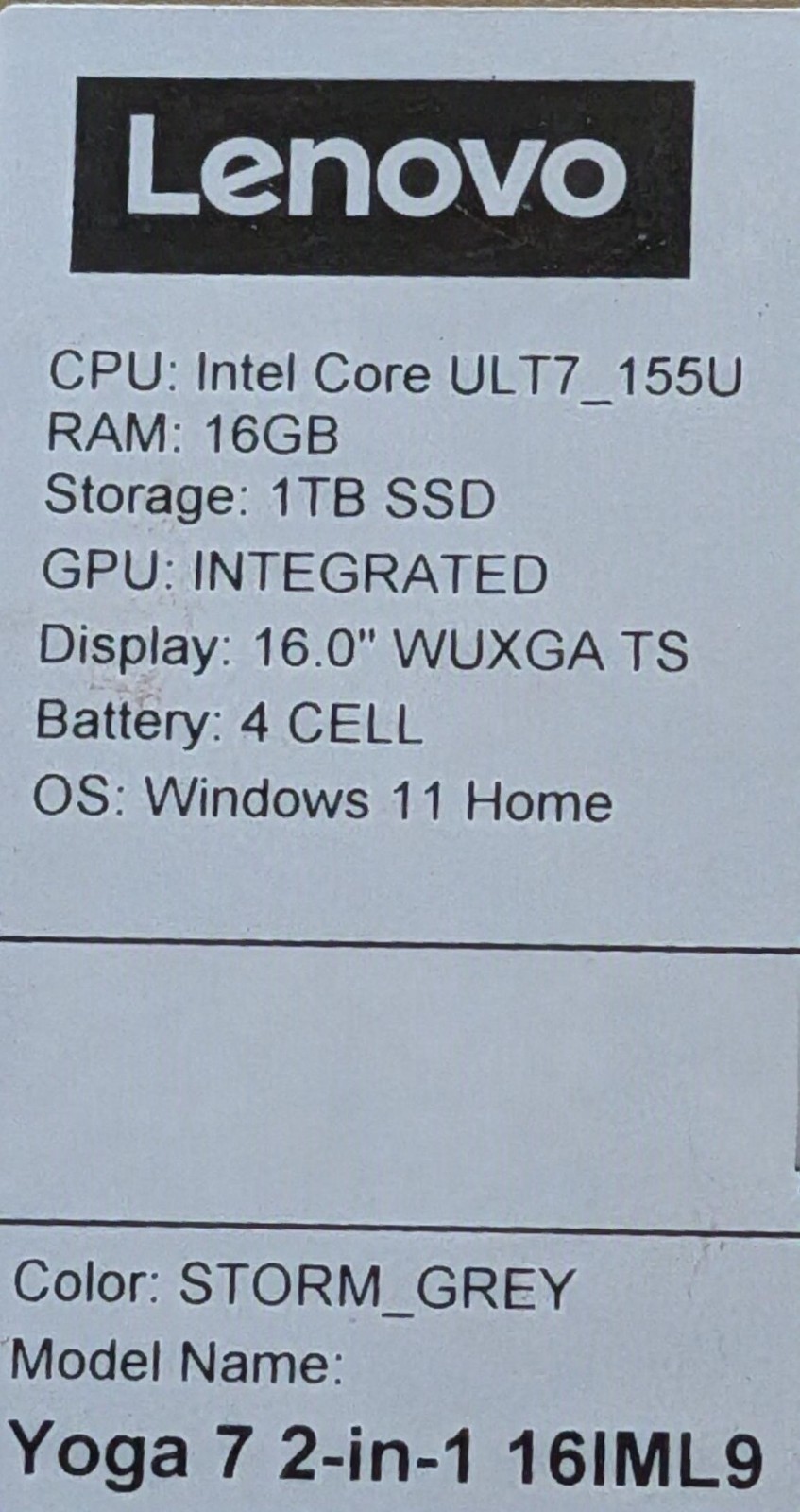 Lenovo Yoga 7 2-in-1 Intel Core ULT7_155U