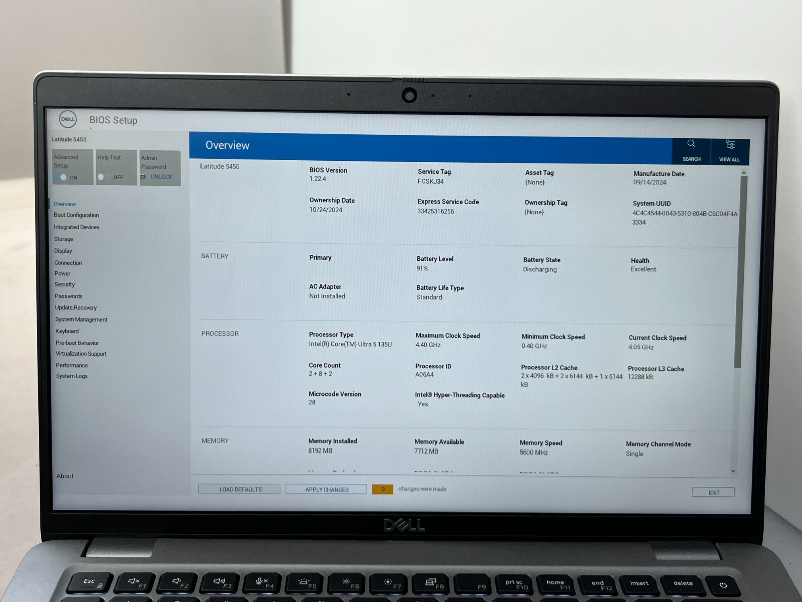 DELL LATITUDE 5450 ULTRA 5-135U@4.40GHz 8GB NO SSD/OS *Check Pictures*