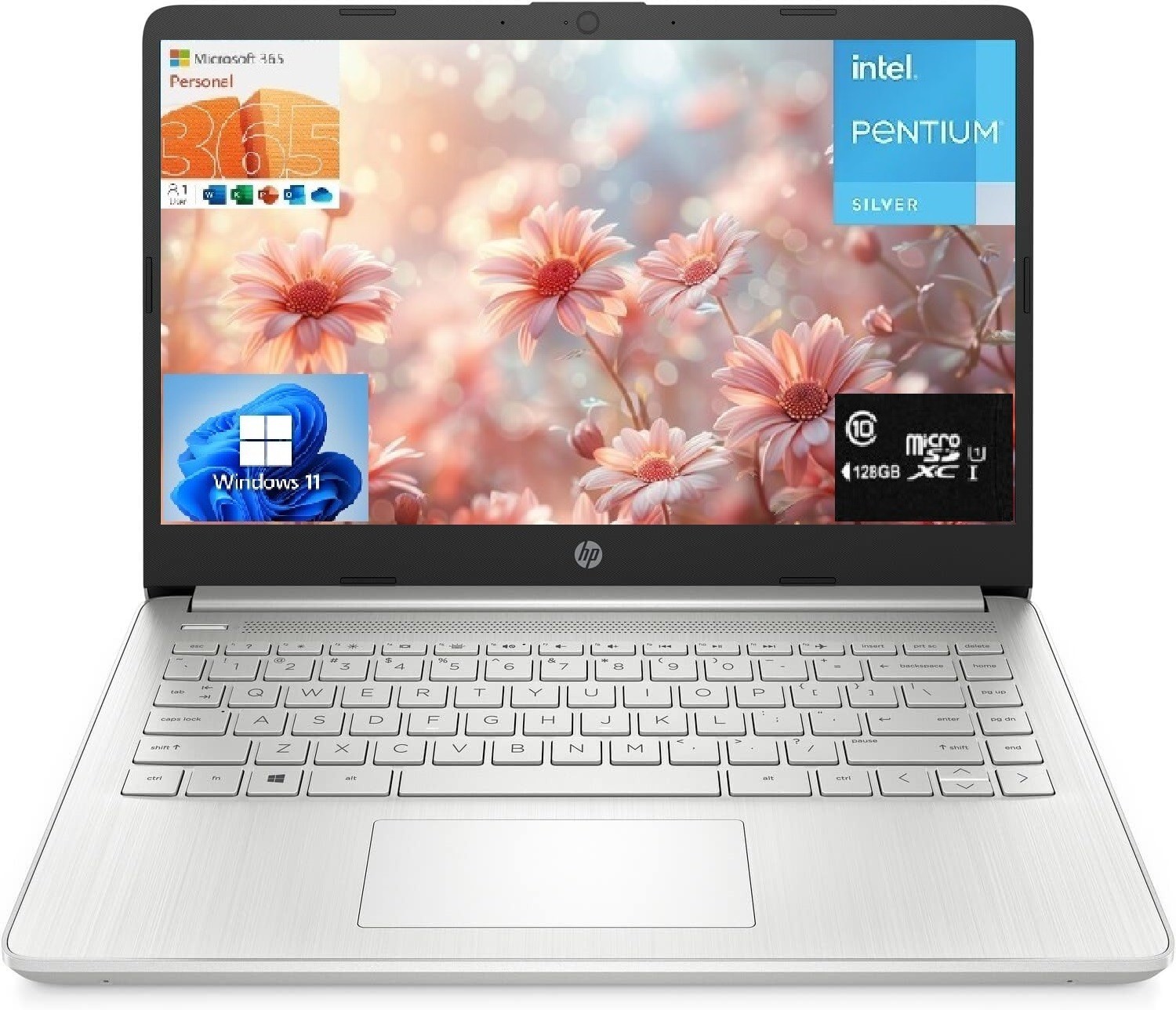 HP 14″ HD Laptop, Intel 4-Core N5030, 8GB RAM 192GB (64+128), Win 11 Office 365