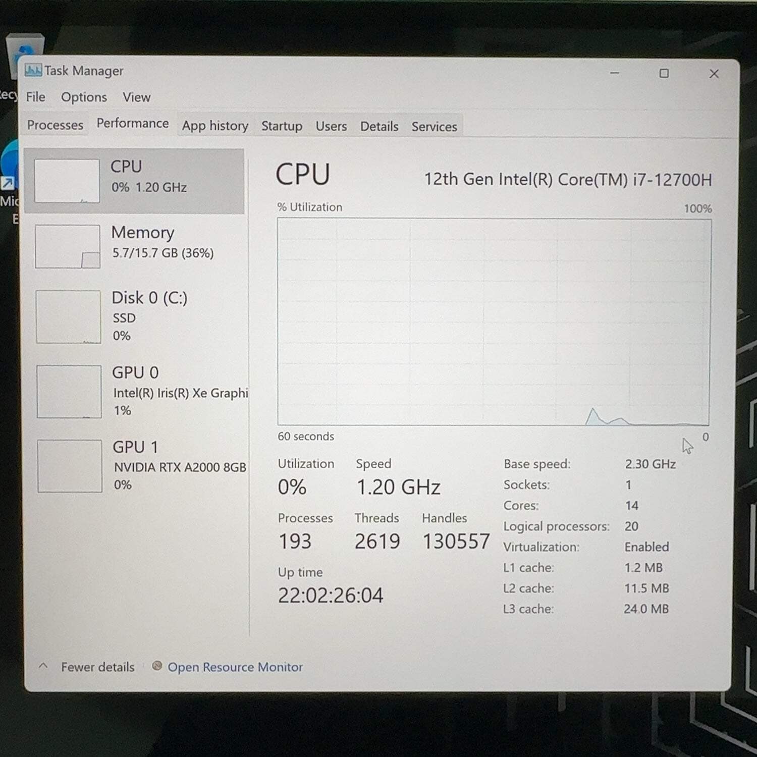 Dell Precision 5770 17″ i7-12700H 2.3GHz 16GB RAM 512GB SSD RTX A2000