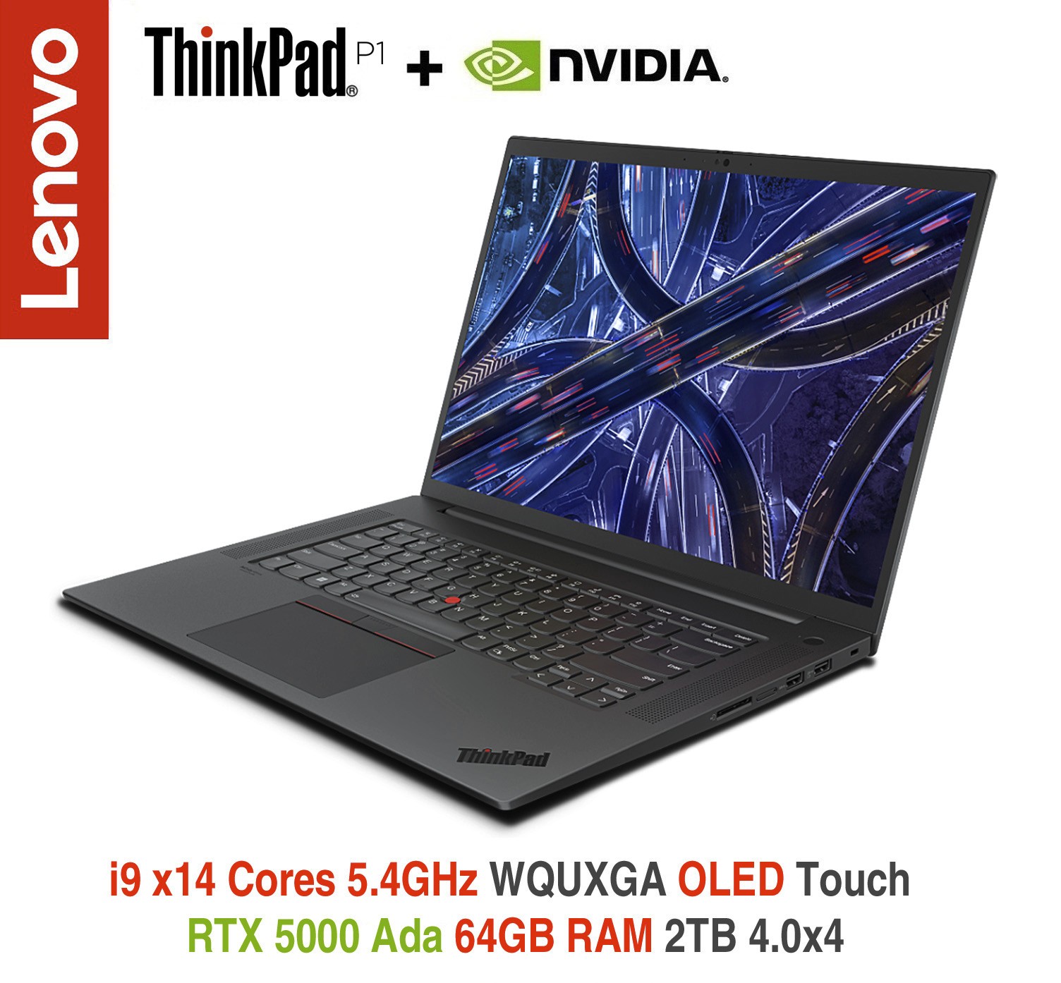 ThinkPad P1 Gen 6 i9 5.4GHz RTX 5000 WQUXGA OLED Touch 64GB 2TB 3Y Premier Plus
