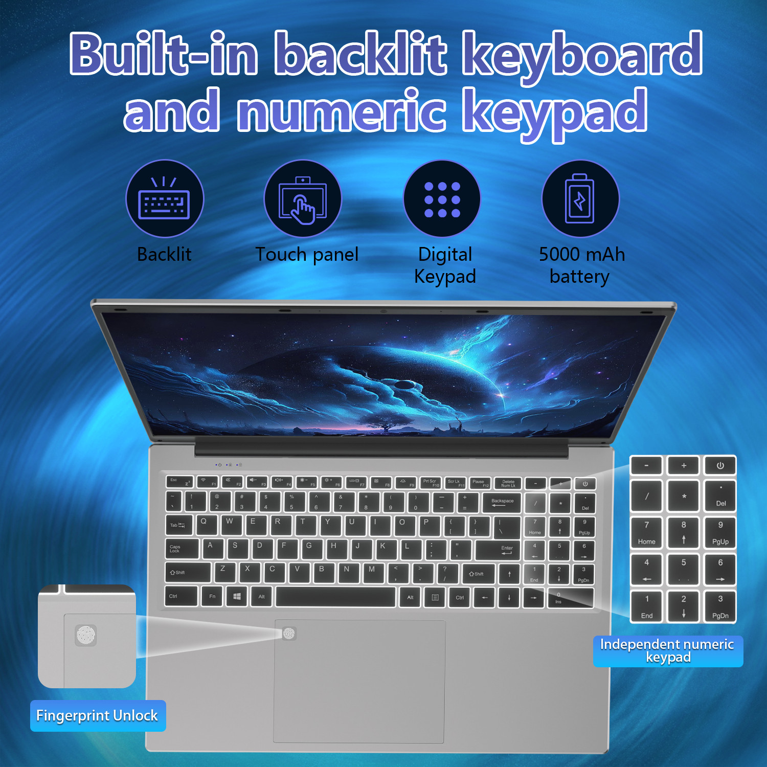 Auusda 16” Thin Laptop Intel i3 16GB RAM 1TB SSD W11 Pro WiFi6 TypeC IPS FHD